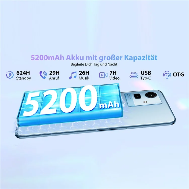 Cubot Remarque 50 6,56 Pouces Smartphone Unisoc T606 8 go + 256 go 5200mah 50MP 4G Téléphone - Bleu / Bouchon ue