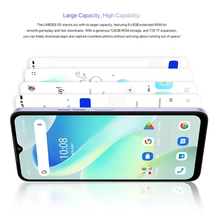 UMIDIGI G5 6.6-Inch Unisoc T606 8GB+128GB 5000mAh 50MP 4G Smartphone - White