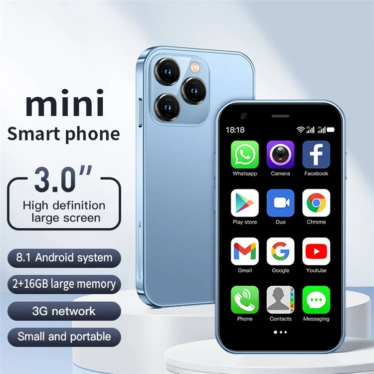 SOYES XS15 3.0-Inch 2GB+16GB 3G Small-Screen Mini Smartphone - Baby Blue