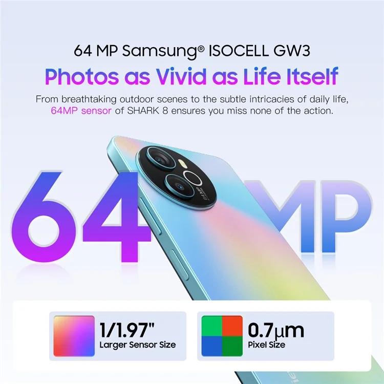 BLACKVIEW SHARK 8 Smartphone 6,78 pouces Helio G99 8 Go + 128 Go 5000 mAh 4G - Bleu