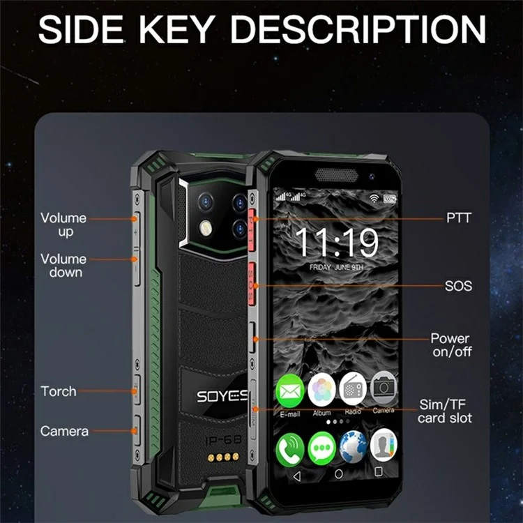 Soyes S10 Max 8+256 gb 3,5 Zoll Okta Core Android 10.0 Dualkarten 4G Mini Rugged Smartphone - UK -plug