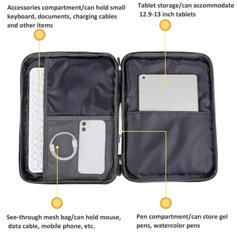 Ultra-Thin Sleeve Bag for 11-inch Tablets Oxford Fabric Carrying Case Portable Bag - Dark Grey