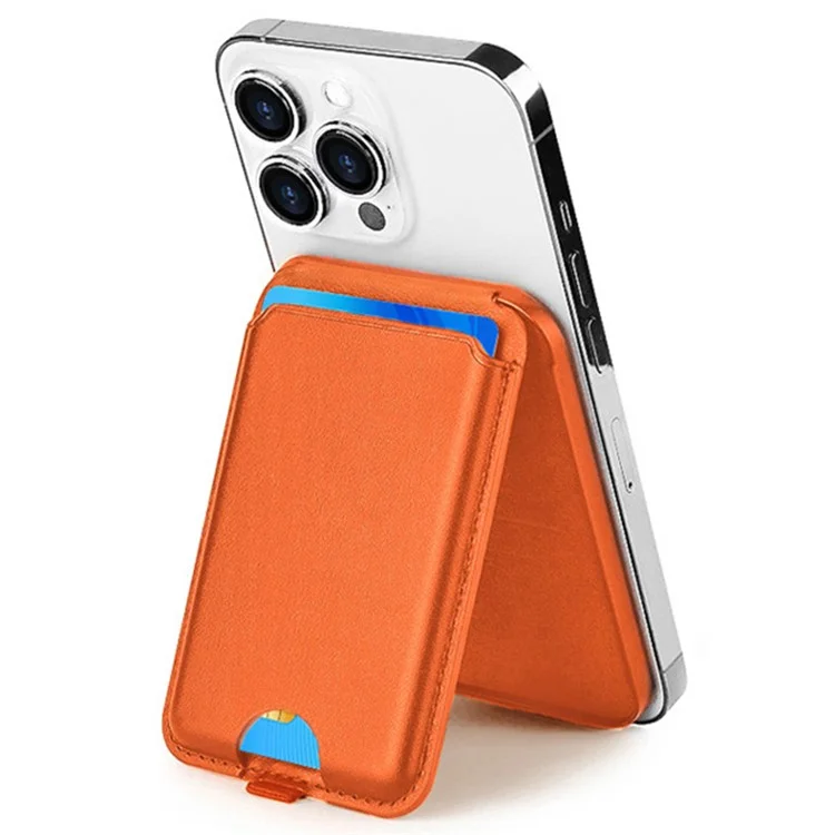 ILEX PACK Compatible with MagSafe Card Bag for Mobile Phone with Adjustable Kickstand - Orange