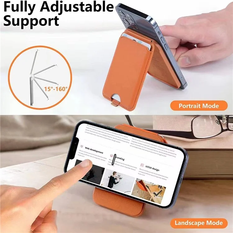 ILEX PACK Kompatibel mit MagSafe-Kartentasche für Mobiltelefone mit einstellbarem Ständer - Orange