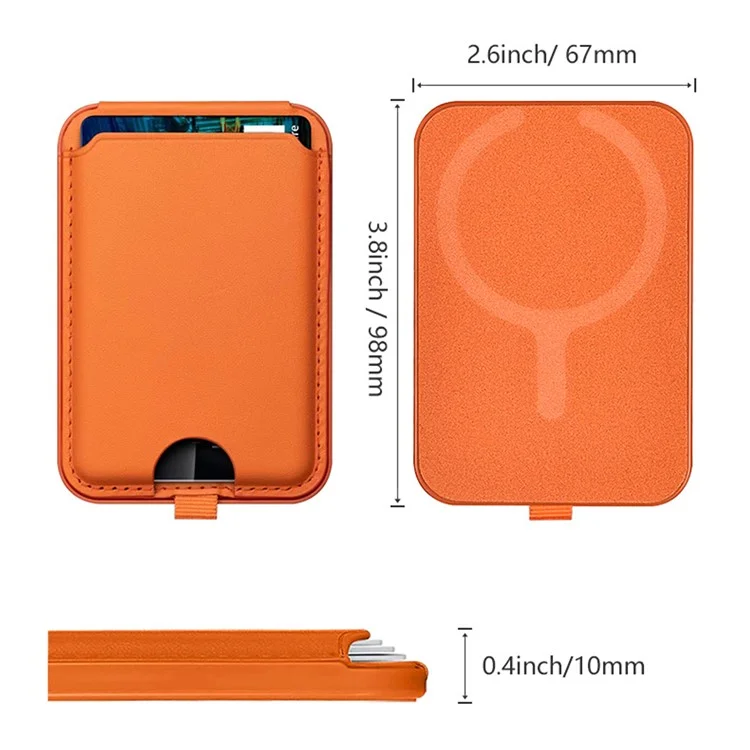 ILEX PACK Compatible with MagSafe Card Bag for Mobile Phone with Adjustable Kickstand - Orange