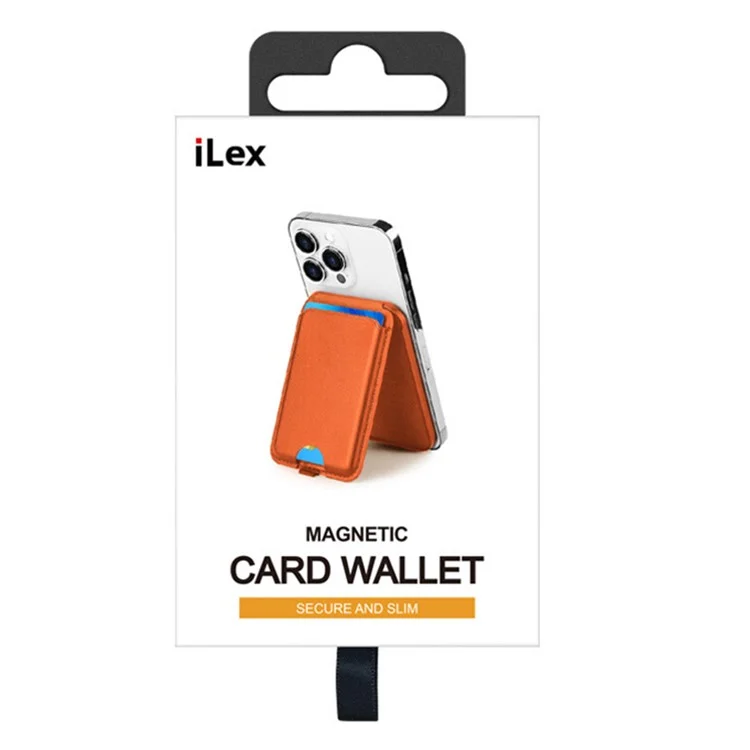 ILEX PACK Compatible with MagSafe Card Bag for Mobile Phone with Adjustable Kickstand - Orange