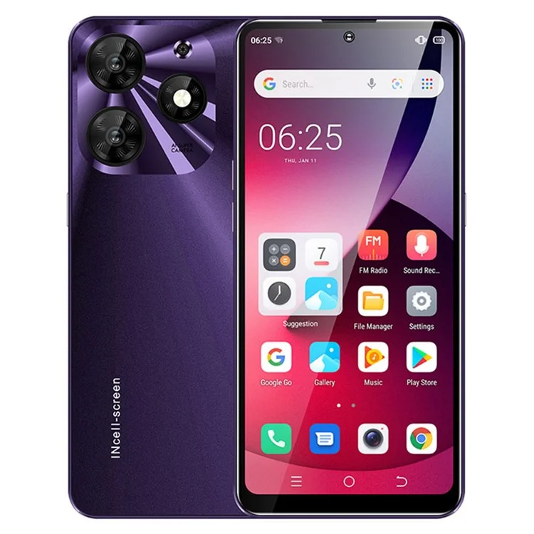 UNIWA K652 6.53-inch Smartphone 3GB+64GB MT6737 Android 9.1 4G Cellphone - Purple / US Plug