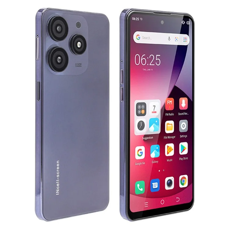 UNIWA K652 6.53-inch Smartphone 3GB+64GB MT6737 Android 9.1 4G Cellphone - Purple / US Plug