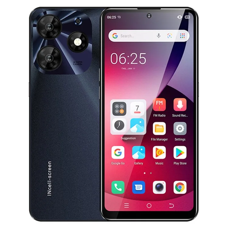 UNIWA K652 Smartphone 6.53 pollici 3GB+64GB MT6737 Android 9.1 4G - Nero / Spina USA