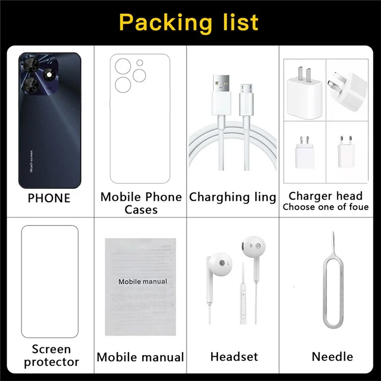 UNIWA K652 Smartphone 6.53 pollici 3GB+64GB MT6737 Android 9.1 4G - Nero / Spina USA