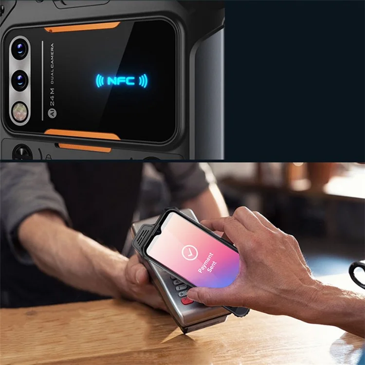 UNIWA W888 6,3-дюймовый 4G-смартфон 4+64 ГБ IP68 Водонепроницаемый телефон HD+ IPS Intercom Mobile Phone - Оранжевый / US Plug
