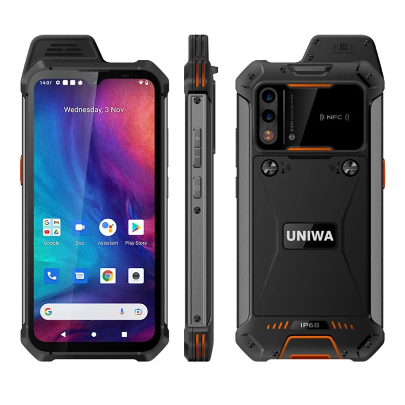 UNIWA W888 6.3-inch 4G Smartphone 4+64GB IP68 Waterproof Phone HD+ IPS Intercom Mobile Phone - Orange  /  AU Plug
