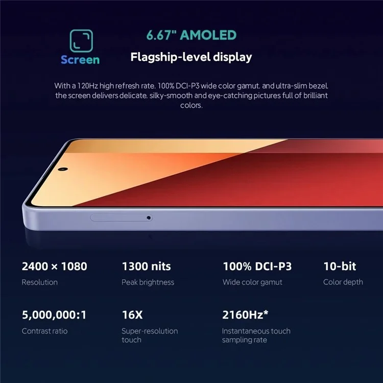 Xiaomi Redmi Nota 13 Pro eu Versione 8GB+256GB 200 mp 4G Smartphone Android 6.67 Pollici AMOLED Helio G99 Ultra Cellulare - Viola