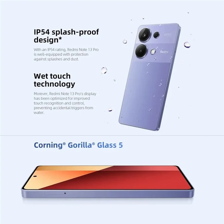 Xiaomi Redmi Nota 13 Pro eu Versione 8GB+256GB 200 mp 4G Smartphone Android 6.67 Pollici AMOLED Helio G99 Ultra Cellulare - Viola