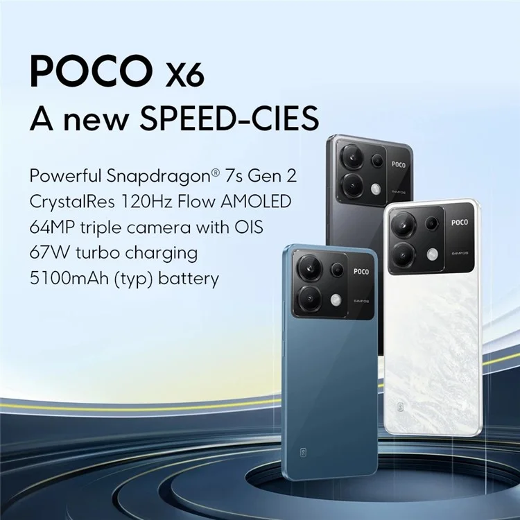 Xiaomi Poco X6 12+512GB 6.67 Pulgadas Snapdragon 7s Gen 2 64MP Cam Android 5G Teléfono Móvil, Versión de la ue - Negro