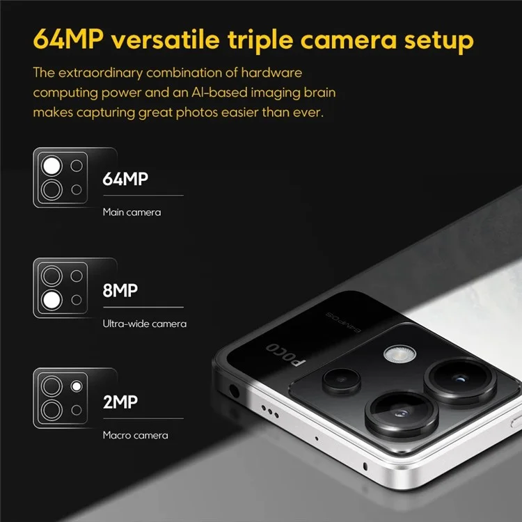 Xiaomi Poco X6 12+512GB 6.67 Pulgadas Snapdragon 7s Gen 2 64MP Cam Android 5G Teléfono Móvil, Versión de la ue - Negro