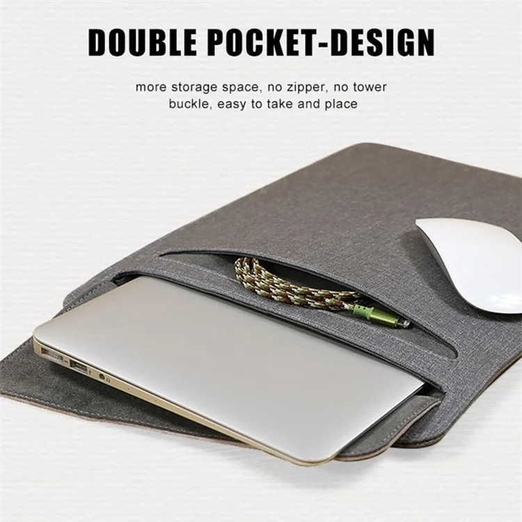 TGVI'S Delicate Series PU Carrying Bag Портативный чехол для ноутбуков / Pads в 13.3 дюйма - Льняной серый