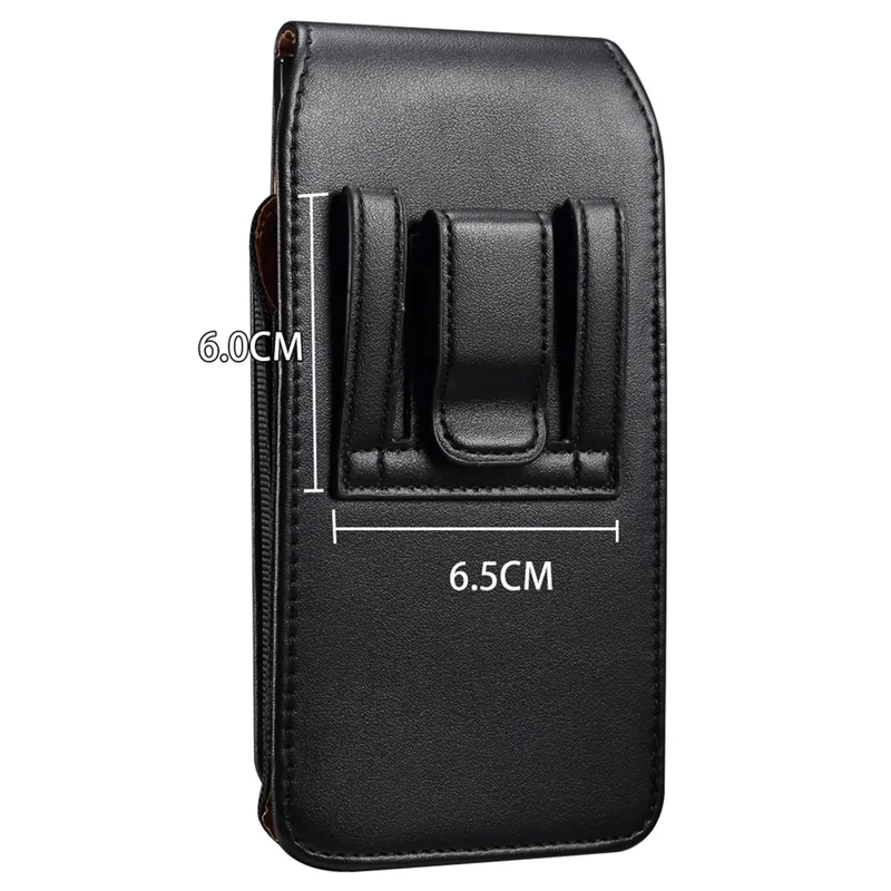 6.7-6.9 inch Phone Case Holster with Belt Clip PU Leather Phone Waist Bag (Vertical Type) - Black