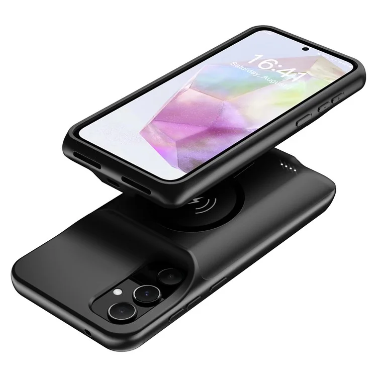 Für Samsung Galaxy A55 5G 10000mAh Externer Akkupack TPU Handyhülle (kompatibel mit MagSafe Wireless Receiver)