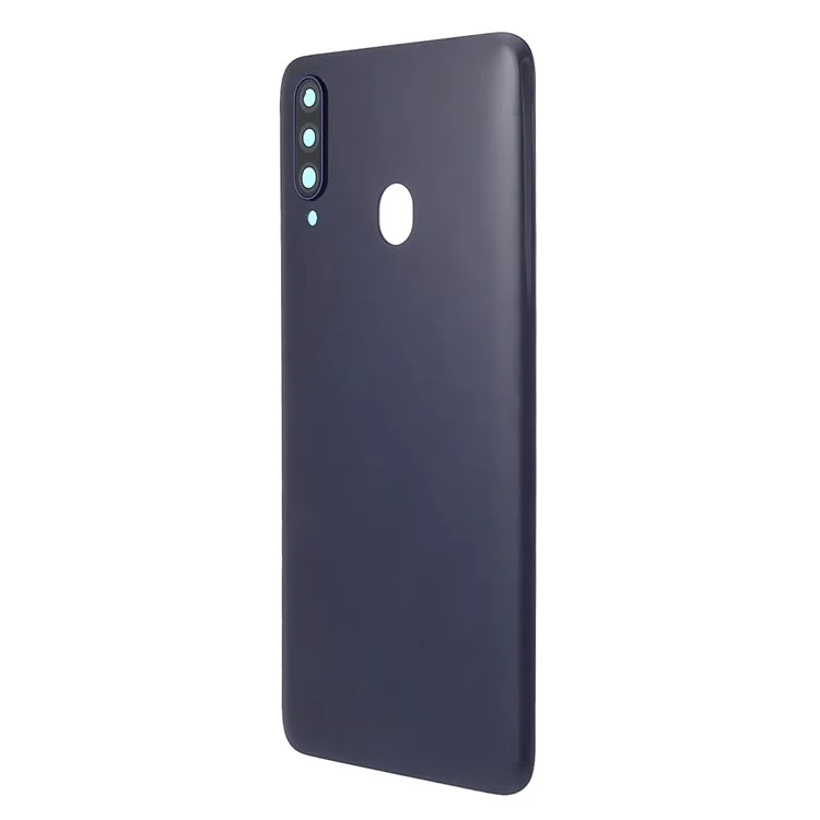Back Battery Housing Cover with Camera Ring Lens Cover Replacement (without Logo) for Samsung Galaxy A20s - Blue