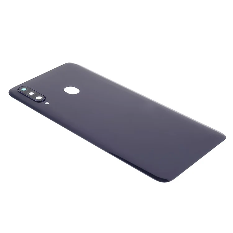Back Battery Housing Cover with Camera Ring Lens Cover Replacement (without Logo) for Samsung Galaxy A20s - Blue