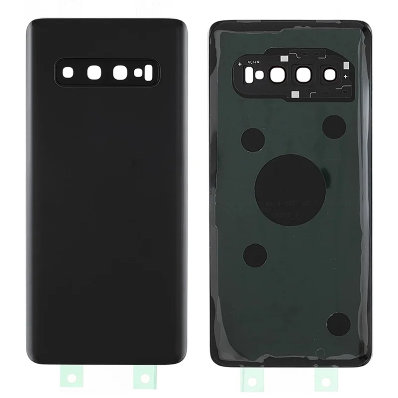 Cubierta de la carcasa de la batería trasera con anillo de cámara Cubierta de lente de repuesto (sin logotipo) para Samsung Galaxy S10 - Negro
