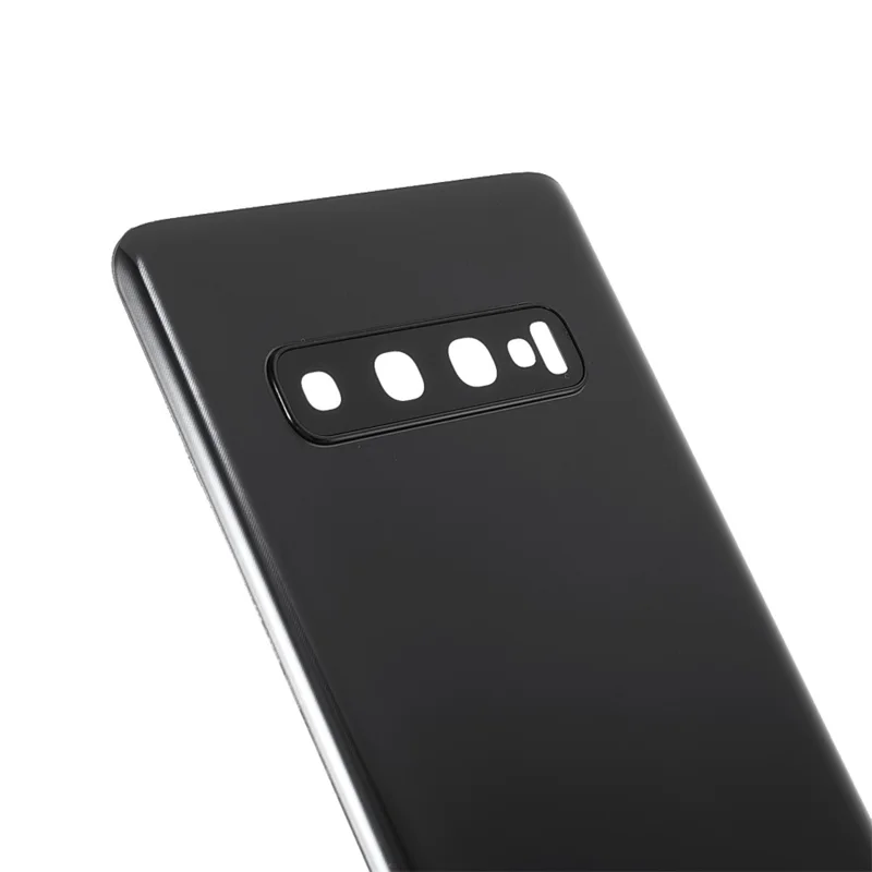 Cubierta de la carcasa de la batería trasera con anillo de cámara Cubierta de lente de repuesto (sin logotipo) para Samsung Galaxy S10 - Negro