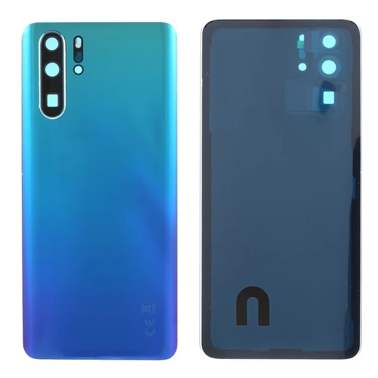 Para Huawei P30 Pro Cubierta de batería trasera con anillo de cámara Lens Cover Spare Part (sin logotipo) - Aurora Blue