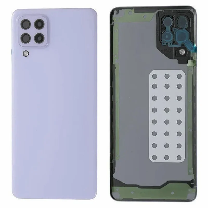 For Samsung Galaxy A22 4G (EU Version) A225 OEM Battery Housing with Adhesive Sticker+Camera Lens Cover - Purple