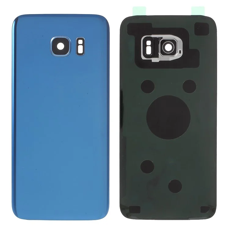 Battery Housing Back Cover with Camera Ring Lens Cover Replacement (without Logo) for Samsung Galaxy S7 edge - Blue