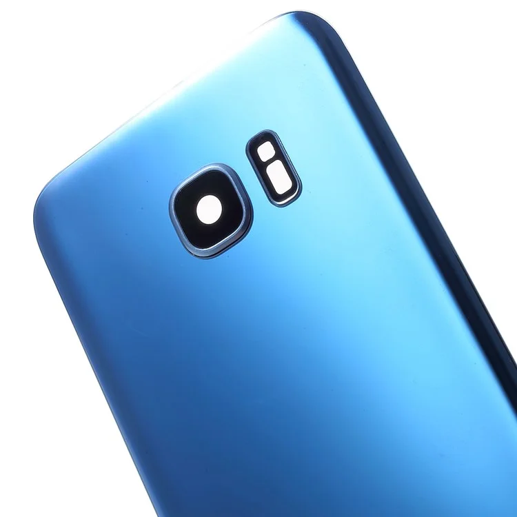 Battery Housing Back Cover with Camera Ring Lens Cover Replacement (without Logo) for Samsung Galaxy S7 edge - Blue