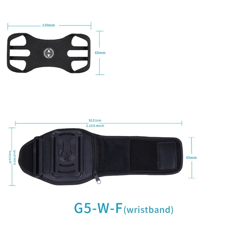 4.5"-7" Phones Armband Detachable Rotary Phone Holder Adjustable Wrist Bag for Outdoor Sports - Four Clamps/Black