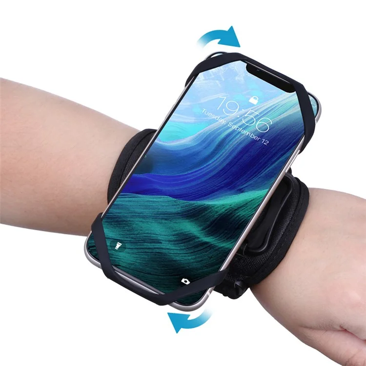 4.5"-7" Phones Armband Detachable Rotary Phone Holder Adjustable Wrist Bag for Outdoor Sports - Four Clamps/Black