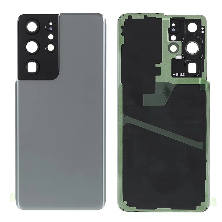 Para Samsung Galaxy S21 Ultra 5G Housing Battery Ports Back Cover Piezas de Repuesto Con Cubierta Del Anillo de la Cámara (sin Logotipo) - Gris