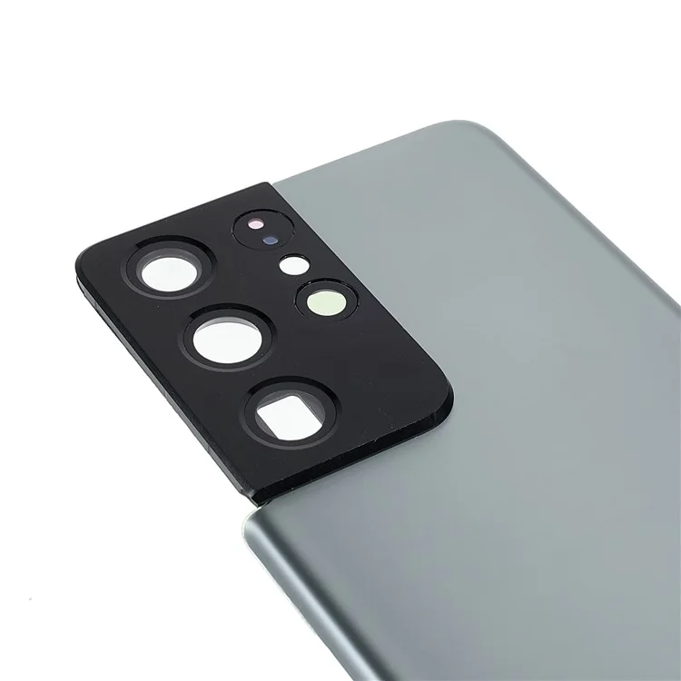 Para Samsung Galaxy S21 Ultra 5G Housing Battery Ports Back Cover Piezas de Repuesto Con Cubierta Del Anillo de la Cámara (sin Logotipo) - Gris