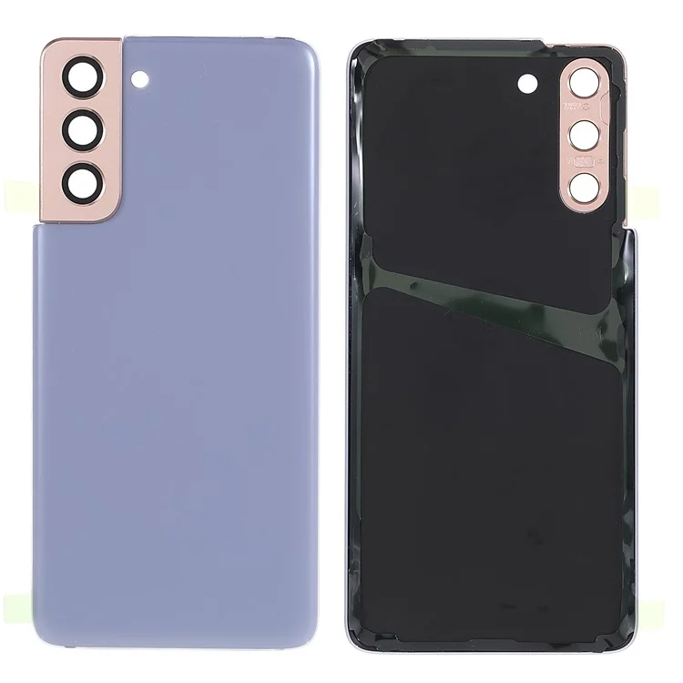 Für Samsung Galaxy S21 4G/5G Housing Battery Door Back Cover Ersatzteile mit Kamera-Ring-Abdeckung (ohne Logo) - Lila