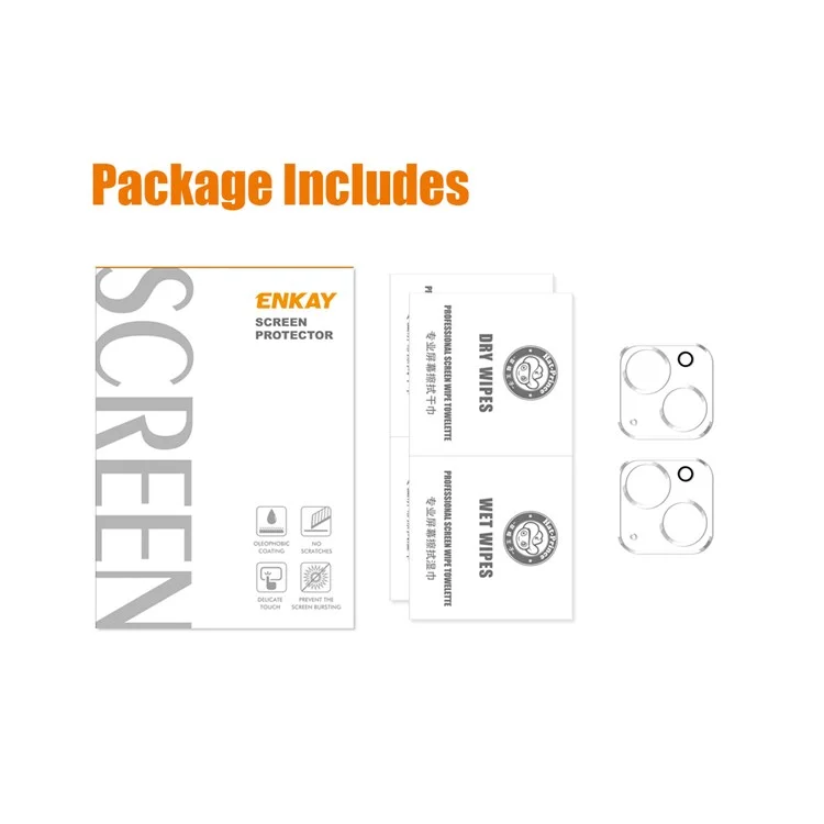ENKAY HAT PRINCE 2Pcs / Set para iPhone 14 de 6,1 polegadas / 14 Plus de 6,7 polegadas Protetor de Lente da Câmera Vidro Temperado Cobertura Total Filme Transparente