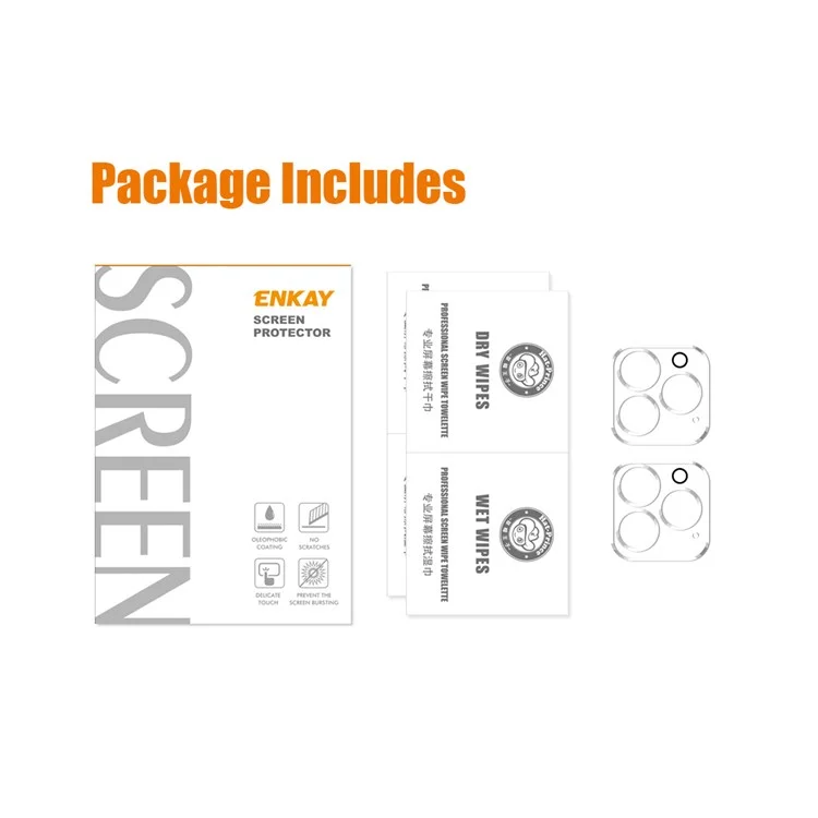 ENKAY HAT PRINCE 2Pcs / Set para iPhone 13 Pro 6.1 polegadas / 13 Pro Max 6.7 polegadas Protetor de Lente de Câmera de Cobertura Completa Película de Vidro Temperado HD Transparente