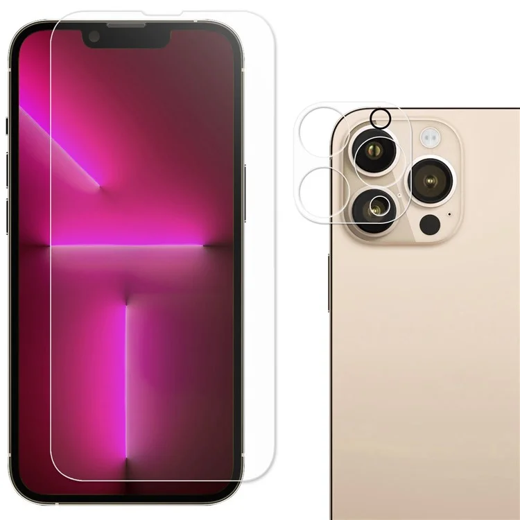 Pour iPhone 14 Pro Max 6,7 pouces Ultra Clear Full Coverage Protecteur d'écran en verre trempé Sensitive Touch Anti-explosion Film + Protecteur de l'objectif de la caméra Découpe précise