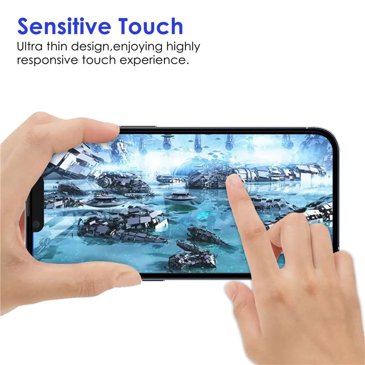 Para iPhone 14 Pro Max 6,7 polegadas Anti-arranhões Película de Vidro Temperado de Cola Completa Anti-explosão Borda Preta Ultra Clear AGC Glass Full Coverage Screen Protector