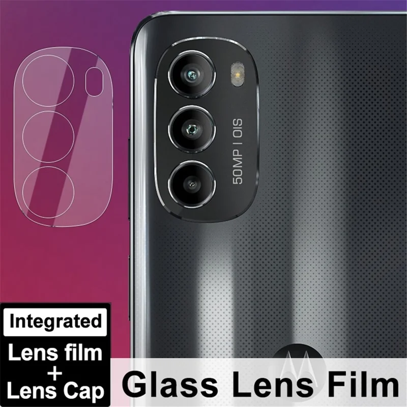 IMAK Per Motorola Moto G82 5G Protezione integrata della lente della fotocamera Film in vetro temperato ultra chiaro + Cappuccio obiettivo in acrilico