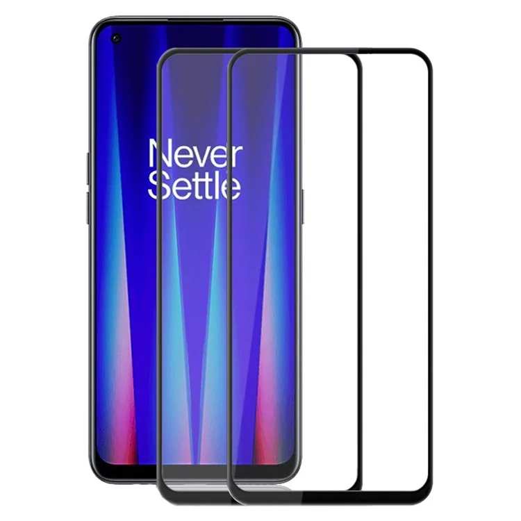 AMORUS 2Peças / Pacote para OnePlus Nord CE 2 5G Seda Impressão Vidro Temperado Colagem Total Tamanho Total Película de Tela Secundária de Reforço - Preto