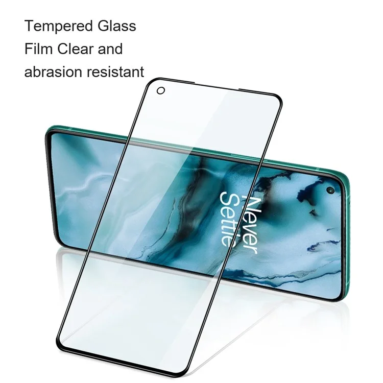 AMORUS 2Stück / Packung für OnePlus Nord 2T 5G / Nord / Nord 2 5G / Nord CE 5G Komplettabdeckung Hartglas Folie Komplett Klebstoff Seidendruck Sekundäre Verstärkung Bildschirmschutz - Schwarz