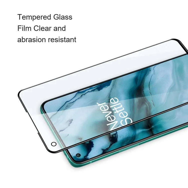 AMORUS 2Stück / Packung für OnePlus Nord 2T 5G / Nord / Nord 2 5G / Nord CE 5G Komplettabdeckung Hartglas Folie Komplett Klebstoff Seidendruck Sekundäre Verstärkung Bildschirmschutz - Schwarz