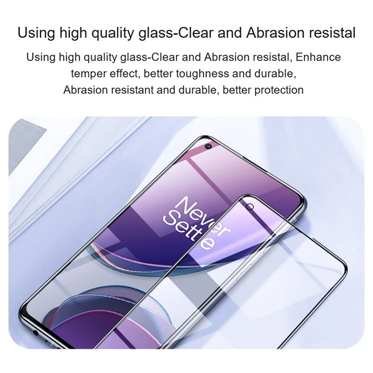 AMORUS 2Stück / Packung für OnePlus Nord 2T 5G / Nord / Nord 2 5G / Nord CE 5G Komplettabdeckung Hartglas Folie Komplett Klebstoff Seidendruck Sekundäre Verstärkung Bildschirmschutz - Schwarz