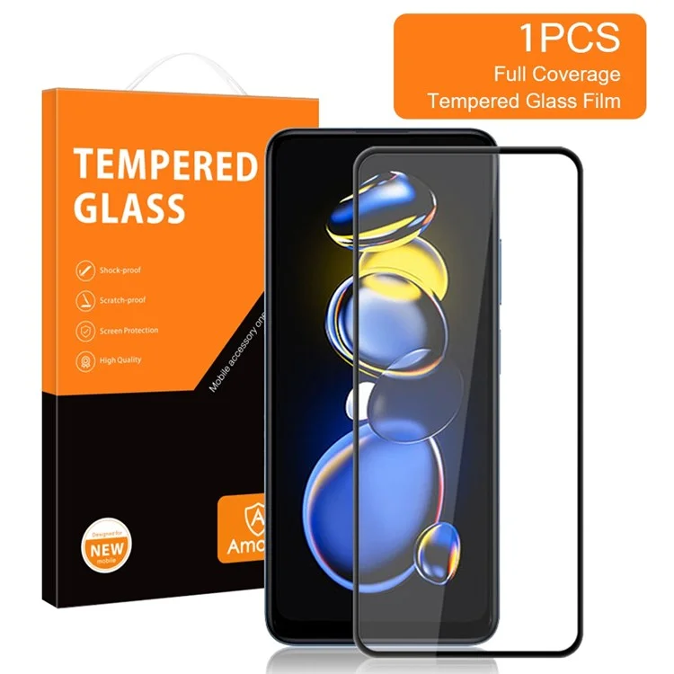 AMORUS Pour Xiaomi Redmi Note 11T Pro 5G / Note 11T Pro+ 5G / Note 12T Pro 5G / Poco X4 GT 5G / Redmi K50i 5G Protecteur d'écran en verre trempé Full Screen Silk Printing Full Glue Screen Film - Noir