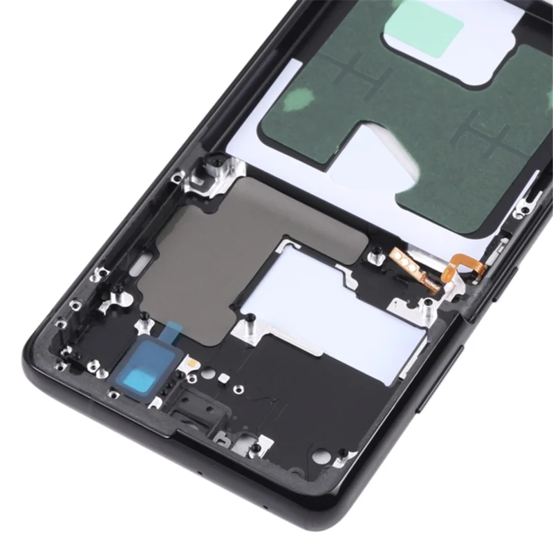 إطار هيكل أمامي أصلي لإصلاح هاتف Samsung Galaxy S21 Ultra 5G G998B (بدون شعار) - أسود
