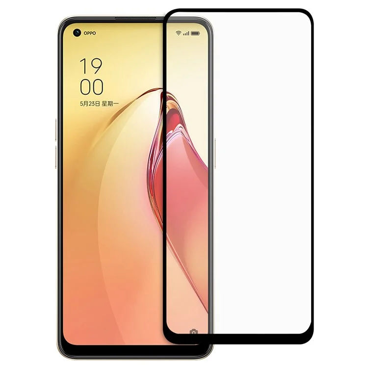 Filme de Vidro Temperado Com AGC Para o Oppo Reno8 5G (versão Global) / Oppo Reno8 5G, Cola Completa Anti-explosão Black Edge HD Protetor de Tela Cheia Transparente