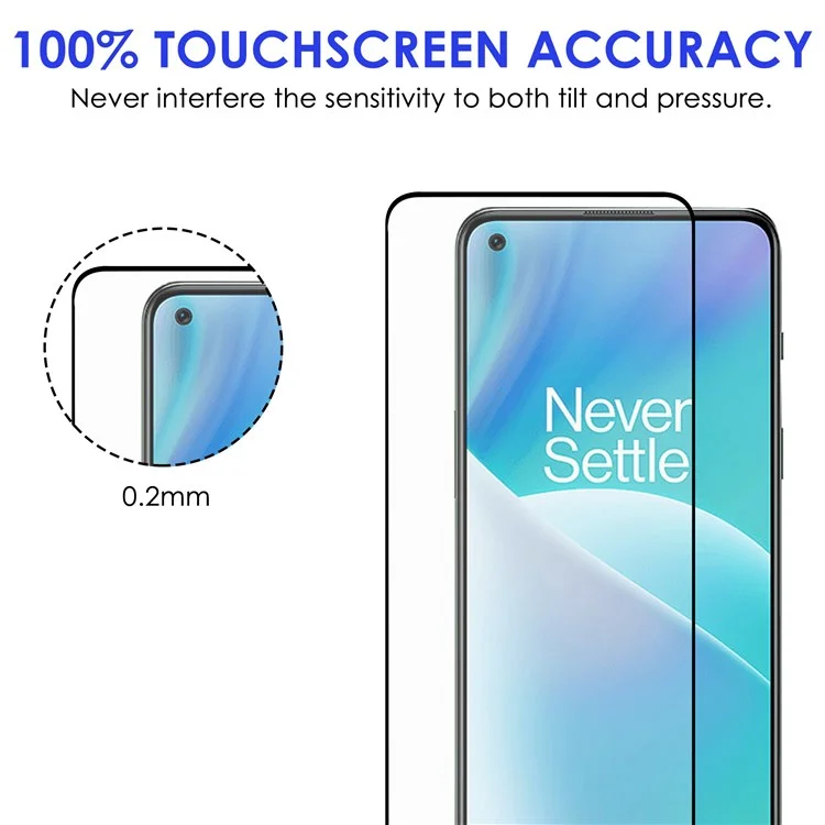 Für OnePlus Nord 2T 5G Full Cover AGC Gehärtetes Glas Full Glue Black Edge Explosionsgeschützter Bildschirmschutz