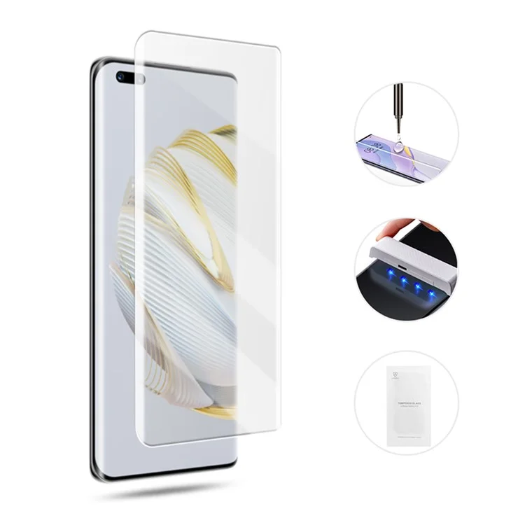 Amorus Para Huawei Nova 10 Pro 4G 3D Anti-scratch Glue Screen Protector Ultra Clear Curred Curved Cubriendo Una Película de Vidrio Templado de Líquido UV